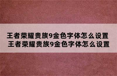 王者荣耀贵族9金色字体怎么设置 王者荣耀贵族9金色字体怎么设置